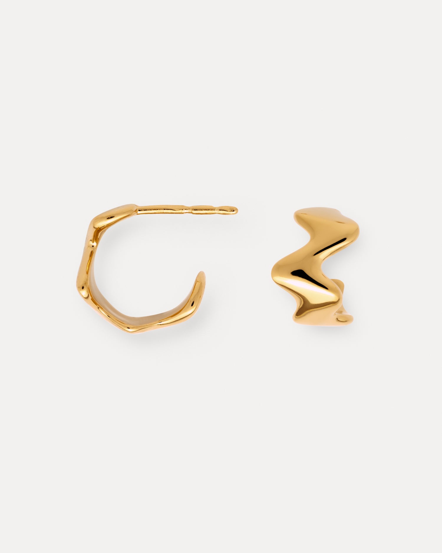 Poise Bold Hoops, recycled 18k Gold Vermeil - NATALIE GRASSI. Small, wide, wavy hoops.