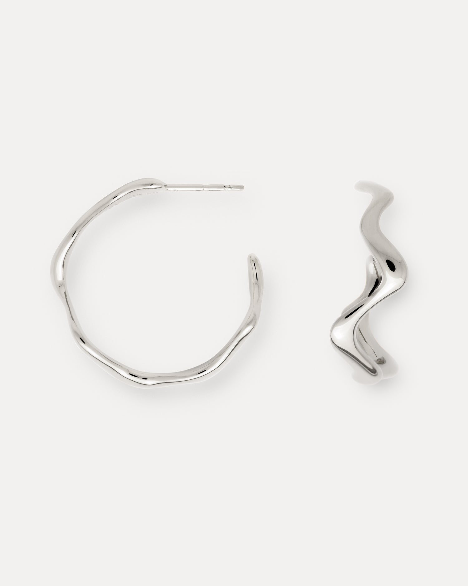 Poise Wave Hoop Earrings Large, recycled Sterling Silver - NATALIE GRASSI
