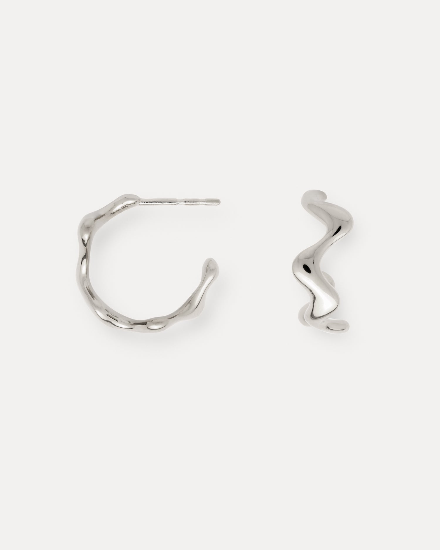 Poise Wave Hoop Earrings Small, recycled Sterling Silver - NATALIE GRASSI