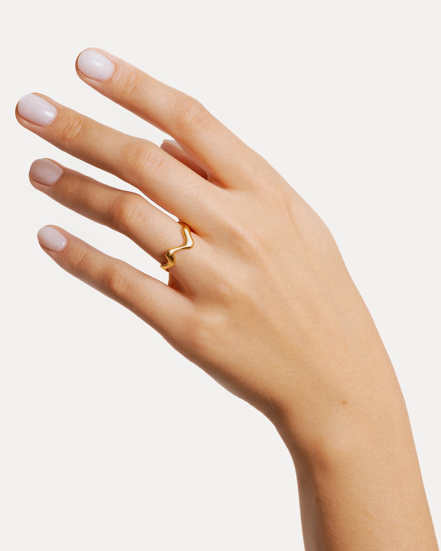 Poise Wave Ring, recycled 18k Gold Vermeil, shown on hand - NATALIE GRASSI